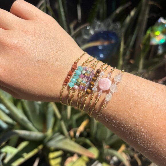 Handmade Adjustable Gemstone Bracelet- Gold or Silver - Picture 3 of 16